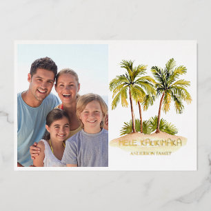 Mele Kalikimaka Foto Hawaiian Christmas Gold Folie Feestdagenkaart