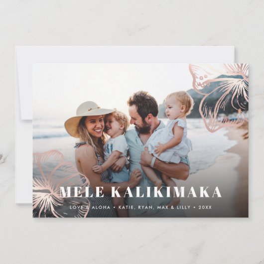 Mele Kalikimaka | Foto Hawaiian Floral Feestdagenkaart (Voorkant)