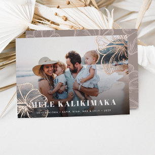 Mele Kalikimaka   Foto Hawaiian Floral Folie Feestdagenkaart
