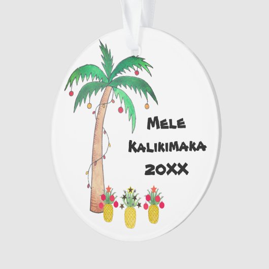 Mele Kalikimaka Foto Palm Tree Island - Kerstmis Ornament (voorkant)