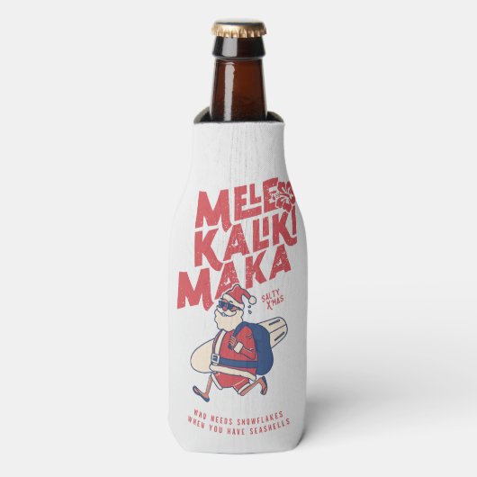 Mele Kalikimaka - Funny Santa Hawaiian Kerstmis Flesjeskoeler (Fles Voorkant)
