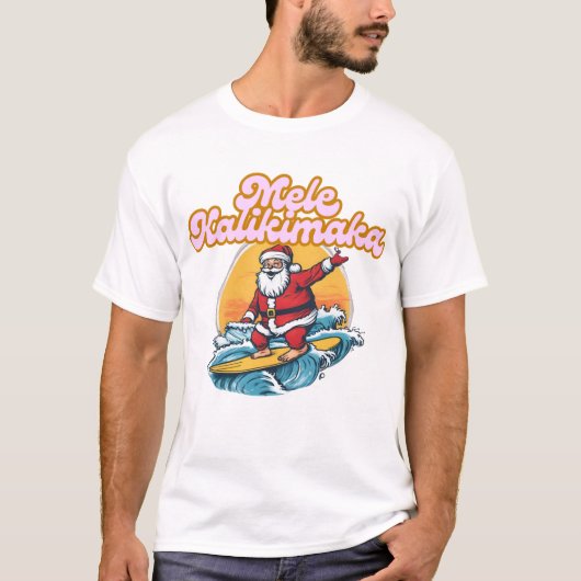 Mele Kalikimaka - Funny Santa Hawaiian Kerstmis T-shirt (Voorkant)