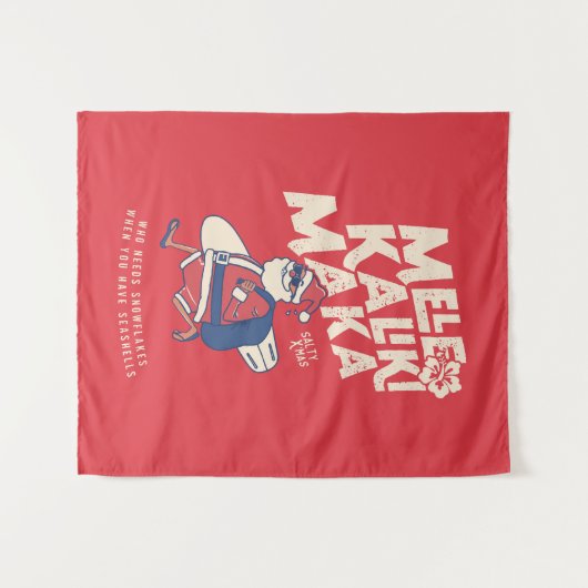 Mele Kalikimaka - Funny Santa Hawaiian Kerstmis T Wandkleed (Voorkant (horizontaal))