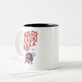 Mele Kalikimaka - Funny Santa Hawaiian Kerstmis Tweekleurige Koffiemok (Voorkant links)