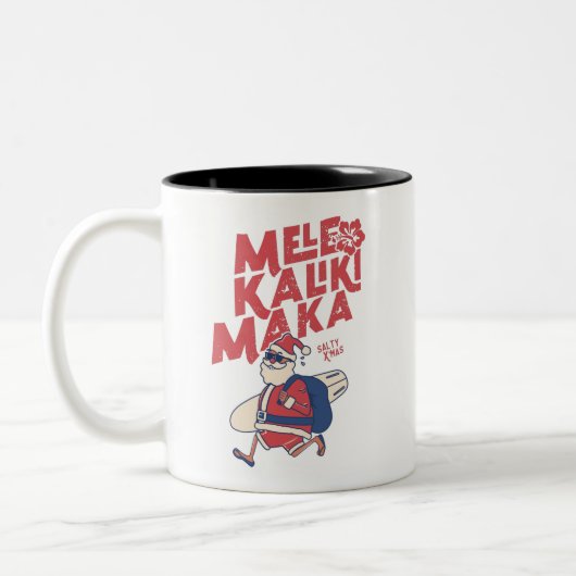 Mele Kalikimaka - Funny Santa Hawaiian Kerstmis Tweekleurige Koffiemok (Links)