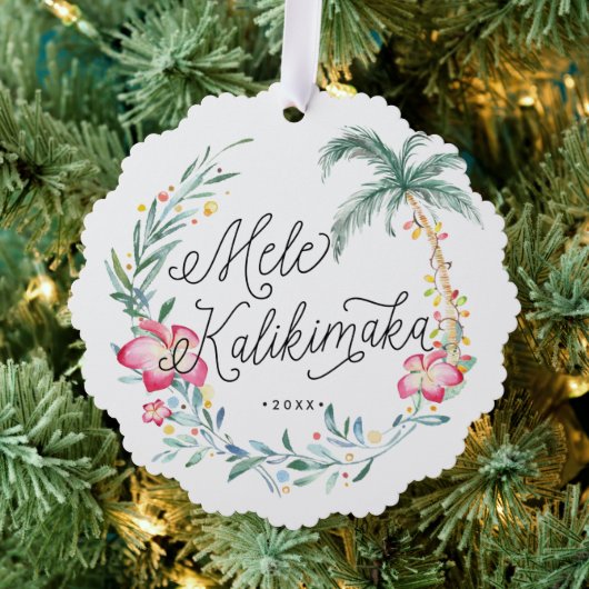 Mele Kalikimaka Gepersonaliseerde Kerstfoto Ornament Kaart (Insitu (Drie))