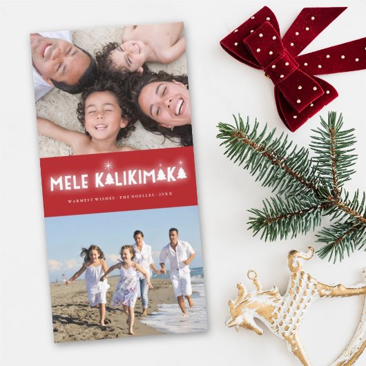 Mele Kalikimaka Glow 2 Foto Collage Kerstmis Feestdagenkaart