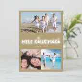 Mele Kalikimaka Glow 3 Foto-collage Kerstmis Feestdagenkaart (Staand voorkant)