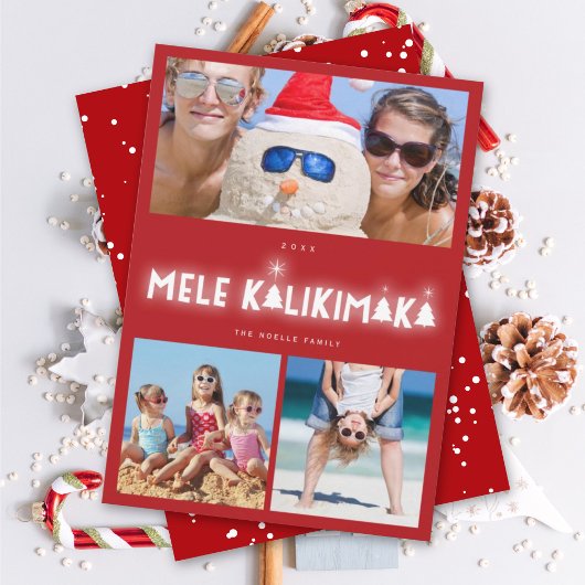 Mele Kalikimaka Glow 3 Foto-collage Kerstmis Feestdagenkaart