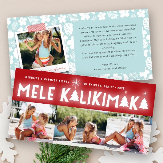 Mele Kalikimaka Glow Kerstmis 3 Foto Collage Feestdagenkaart