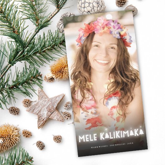Mele Kalikimaka Glow Stars Modern kerstfoto Feestdagenkaart