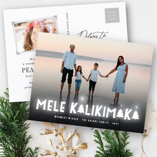 Mele Kalikimaka Glow Stars Modern kerstfoto Feestdagenkaart