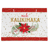Mele Kalikimaka Gold Glitter Poinsettia Groot Cadeauzakje (Voorkant)