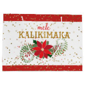 Mele Kalikimaka Gold Glitter Poinsettia Groot Cadeauzakje (Achterkant)