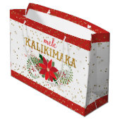 Mele Kalikimaka Gold Glitter Poinsettia Groot Cadeauzakje (Achterkant Gekanteld)