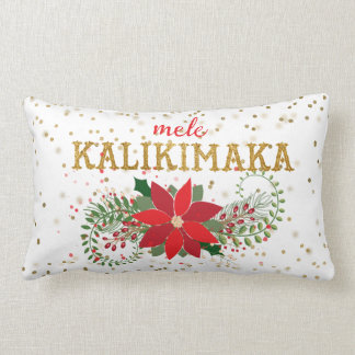 Mele Kalikimaka Gold Glitter Poinsettia Kussen