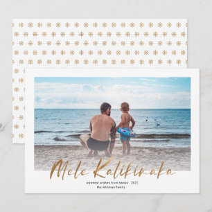 Mele Kalikimaka Gold Minimale kerstfoto Feestdagenkaart