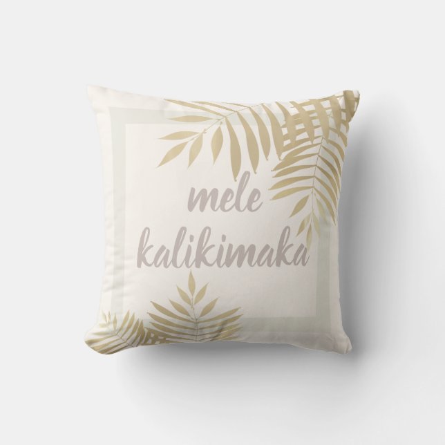 Mele Kalikimaka Gold Palm Tree Sierkussen (Voorkant)