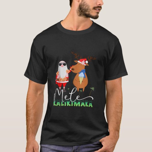 Mele Kalikimaka Grappige Kerst Retro Santa Reinde T-shirt (Voorkant)