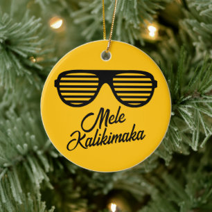 Mele Kalikimaka grappige zonnebril Hawaii Kerst Keramisch Ornament