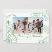 Mele Kalikimaka Green Twee Foto Kerstmis Feestdagenkaart (Voorkant)