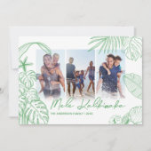 Mele Kalikimaka Groen 3 Foto Kerstmis Feestdagenkaart (Voorkant)