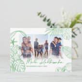 Mele Kalikimaka Groen 3 Foto Kerstmis Feestdagenkaart (Staand voorkant)