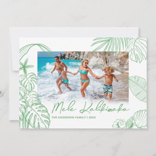 Mele Kalikimaka Groene Foto Kerstmis Feestdagenkaart (Voorkant)