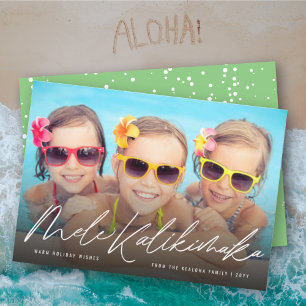 Mele Kalikimaka Handschrift Manuscript met kerstfo Feestdagenkaart
