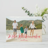 Mele Kalikimaka Hawaiaans Kerst Foto  Feestdagenkaart (Staand voorkant)
