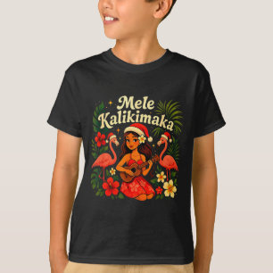 Mele Kalikimaka Hawaïaanse Hula Meisje Kerst Troca T-shirt