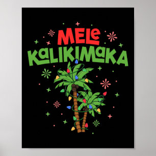 Mele Kalikimaka Hawaiaanse Kerst Palmboom Licht Poster