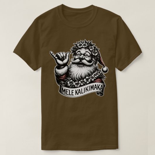 Mele Kalikimaka Hawaïaanse Kerstman T-shirt (Design voorkant)