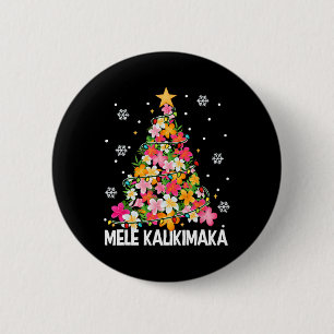Mele Kalikimaka Hawaii Hawaiian Christmas Girl Ronde Button 5,7 Cm