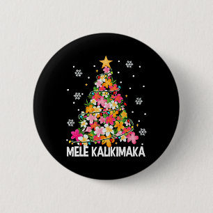 Mele Kalikimaka Hawaii Hawaiian Christmas Girl Ronde Button 5,7 Cm