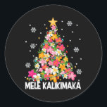 Mele Kalikimaka Hawaii Hawaiian Christmas Girl Ronde Sticker<br><div class="desc">Mele Kalikimaka Hawaii Hawaiiaanse Kerst Kerstmis Meisjes Vrouwen</div>