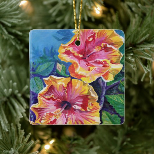 Mele Kalikimaka Hawaii Hibiscus Kerstmis Keramisch Ornament (Boom)