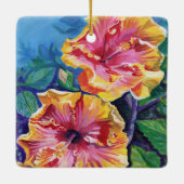 Mele Kalikimaka Hawaii Hibiscus Kerstmis Keramisch Ornament (Achterkant)