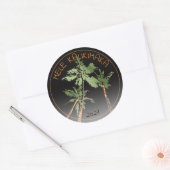 Mele Kalikimaka Hawaii Palm Trees Black Ronde Sticker (Envelop)