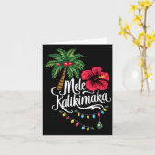 Mele Kalikimaka Hawaii Santa Hawaiian Merry Christ Kaart (Gele Bloem)