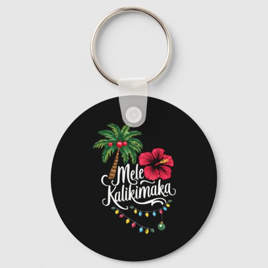 Mele Kalikimaka Hawaii Santa Hawaiian Merry Christ Sleutelhanger (Voorkant)