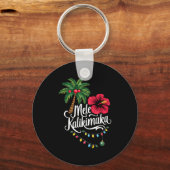 Mele Kalikimaka Hawaii Santa Hawaiian Merry Christ Sleutelhanger (Voorkant)