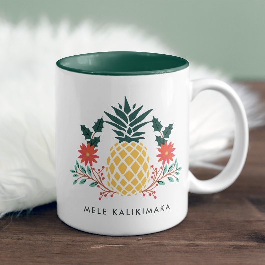 Mele Kalikimaka | Hawaiiaanse anananasappel voor k Tweekleurige Koffiemok