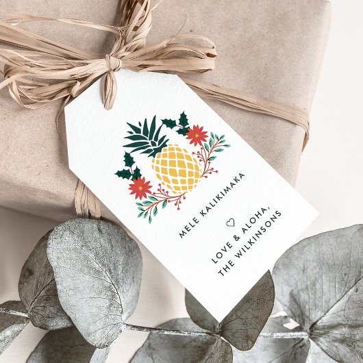 Mele Kalikimaka | Hawaiiaanse kerstcadeautassen Cadeaulabel
