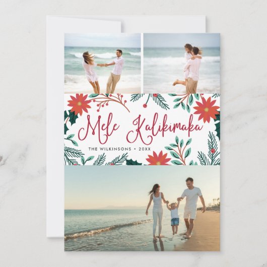 Mele Kalikimaka | Hawaiiaanse kerstfotocollage Feestdagenkaart (Voorkant)