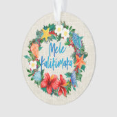 Mele Kalikimaka Hawaiian Beach Christmas Wreath Ornament (voorkant)