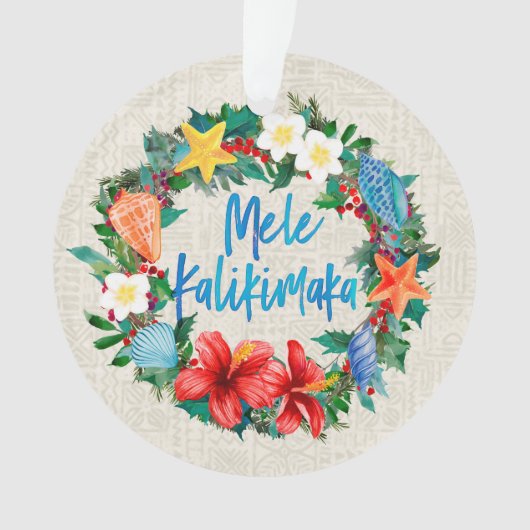 Mele Kalikimaka Hawaiian Beach Christmas Wreath Ornament (voorkant)