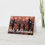 Mele Kalikimaka Hawaiian Beach Feestdagen Kaart<br><div class="desc">Verstuur een feestvreugde met deze schattige kerstkaart met de handgeschreven Hawaiiaanse groet "Mele Kalikimaka" en sneeuwvlokken die in krijt over je favoriete familievakantiefoto zijn getekend. Voeg uw persoonlijk bericht aan de binnenkant toe of schrap de tekst als u uw bericht wilt hand schrijven.</div>