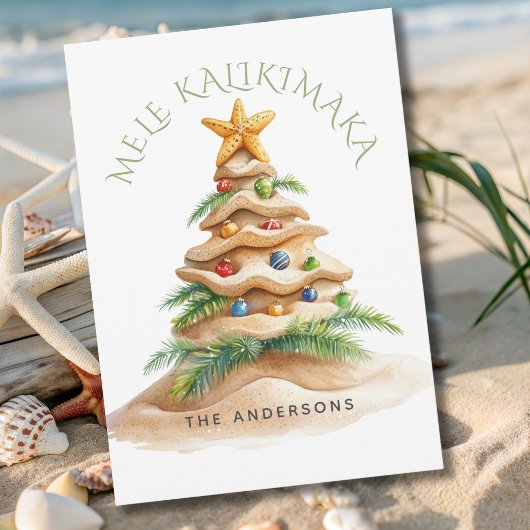 Mele Kalikimaka Hawaiian Beach Kerstboom Feestdagenkaart