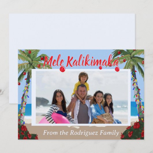 Mele Kalikimaka Hawaiian Beach Personalized Photo Feestdagenkaart (Voorkant / Achterkant)